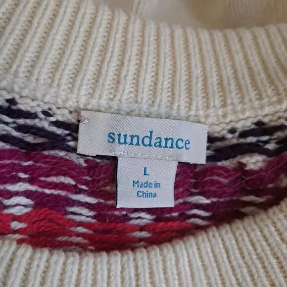 Sundance Eloise Fair Isle Sweater Wool Blend Knit Coconut Multi Women's Size L - Picture 10 of 11